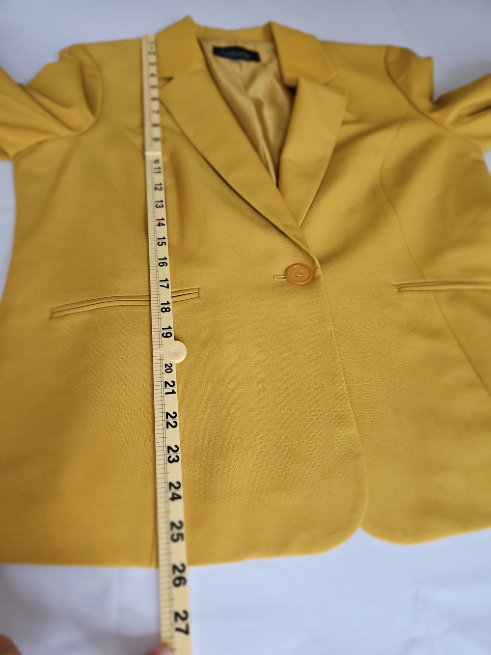 Black Label by Evan-Picone Mustard Yellow Blazer Jacket Size 12 Single Button - Picture 12 of 16